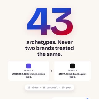Carousel: 43 archetypes, never two brands treated the same