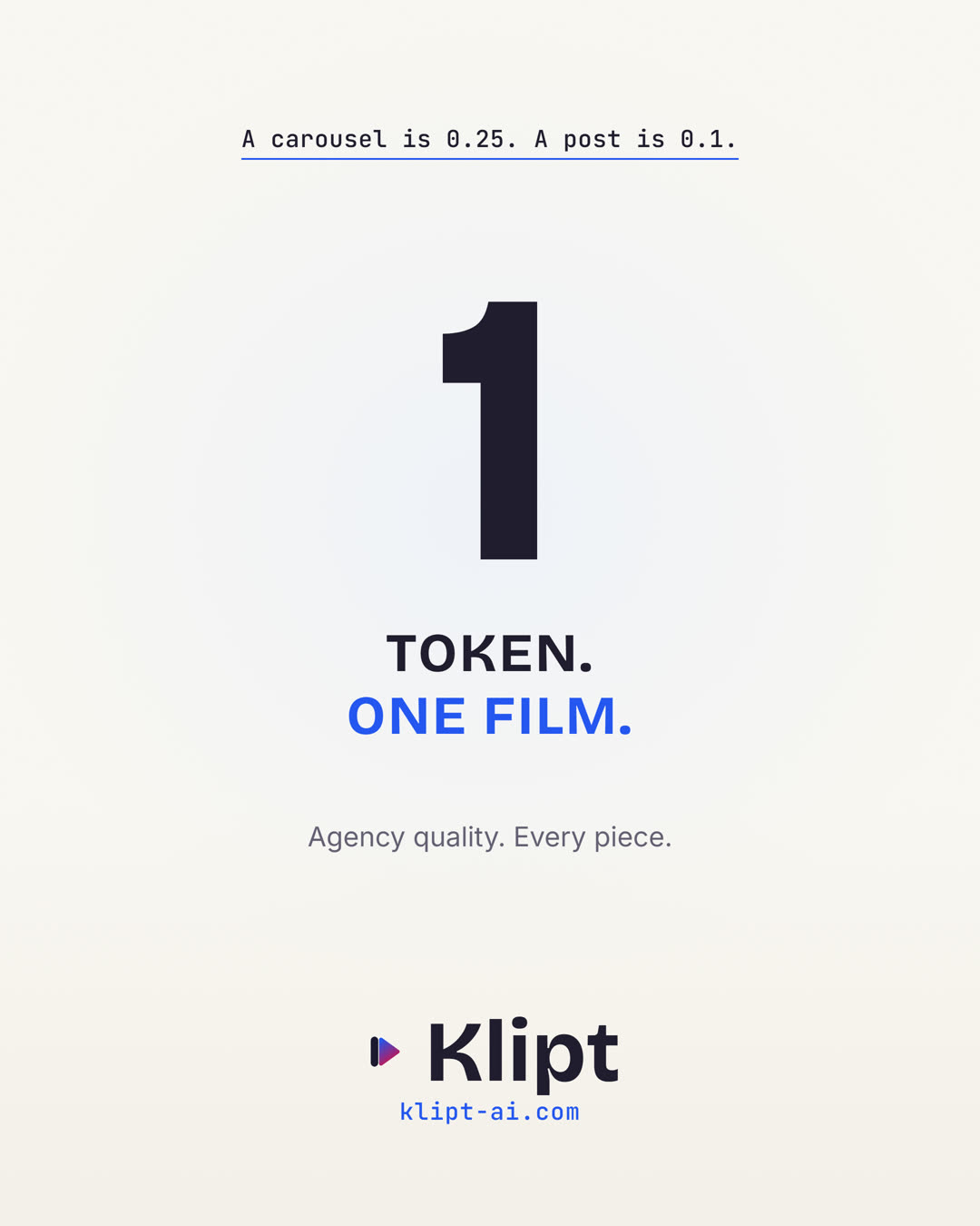 Klipt poster: one token, one film